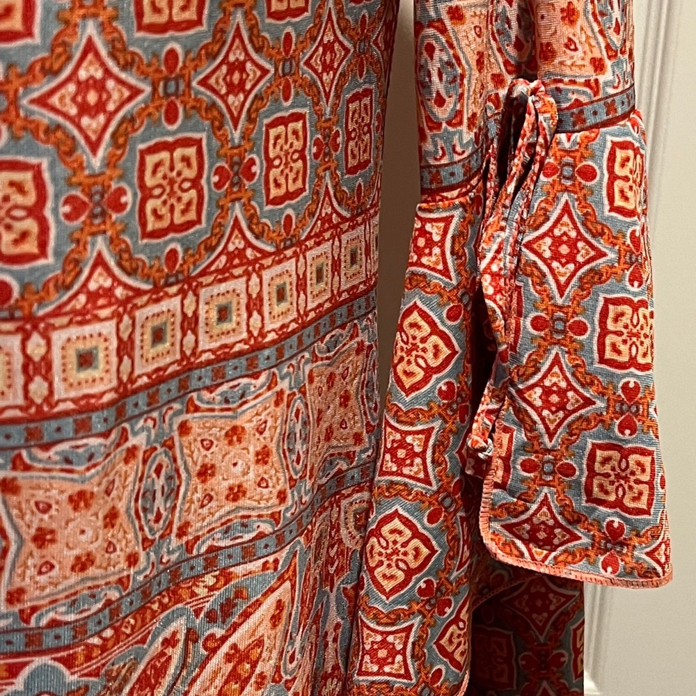 Lildy Tie Sleeve Long Tunic Romantic Floaty Top BOHO - Picture 6 of 7